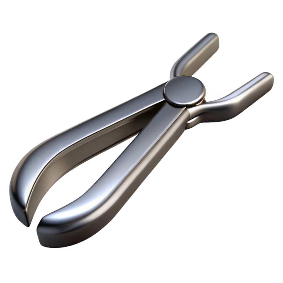 alluring rare Metal forceps with serratetips, texturehandle, matte finish, dramatic lighting, top-down view, detaileillustration, isolateon transparent background,high-resolution product photography png
