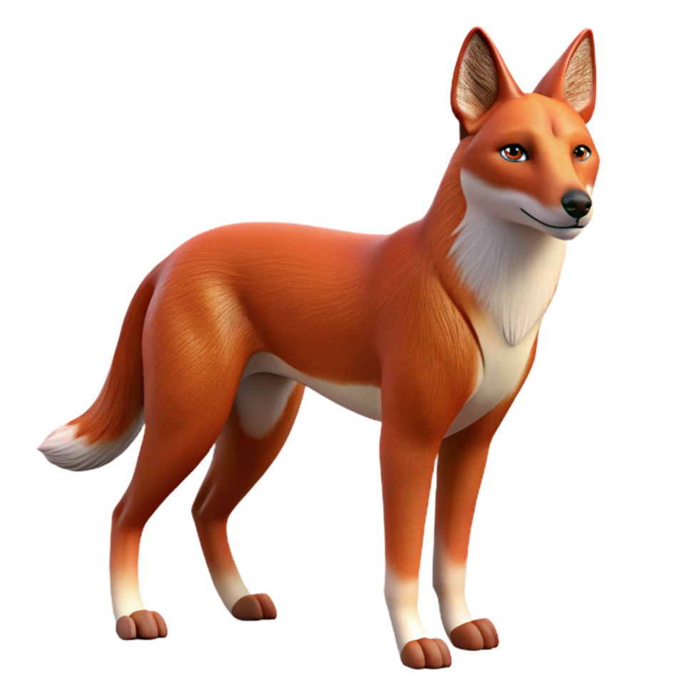 memorable coastal Ethiopian wolf, slender build, reddish fur, bright sunlight simulation, side view, photorealistic, isolateon transparent background,high-resolution product photography sharp png