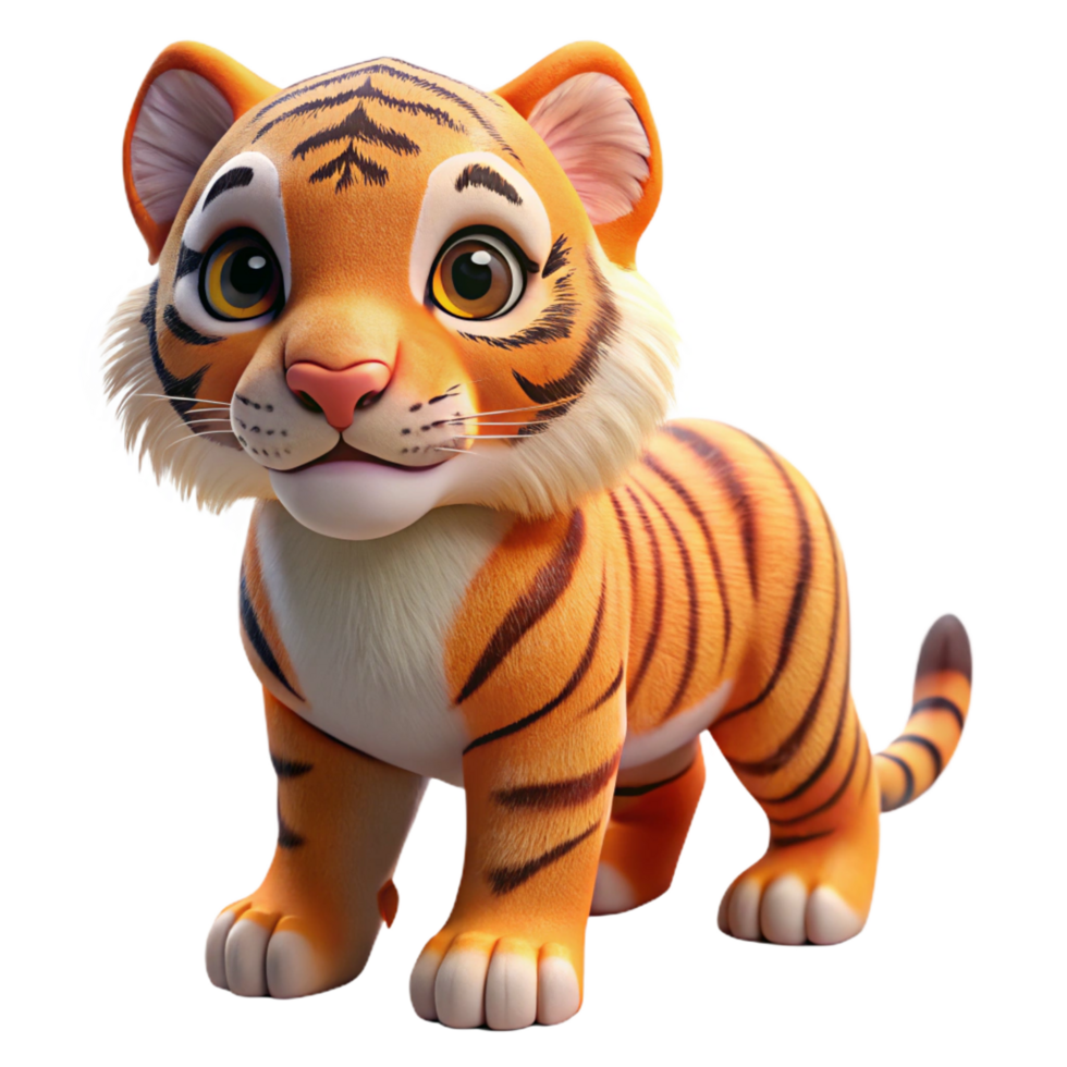 captivating romantic geometric Siberian tiger cub, playful pose, fluffy fur, soft lighting, photorealistic, isolateon transparent background,high-resolution product photography handcrafted png