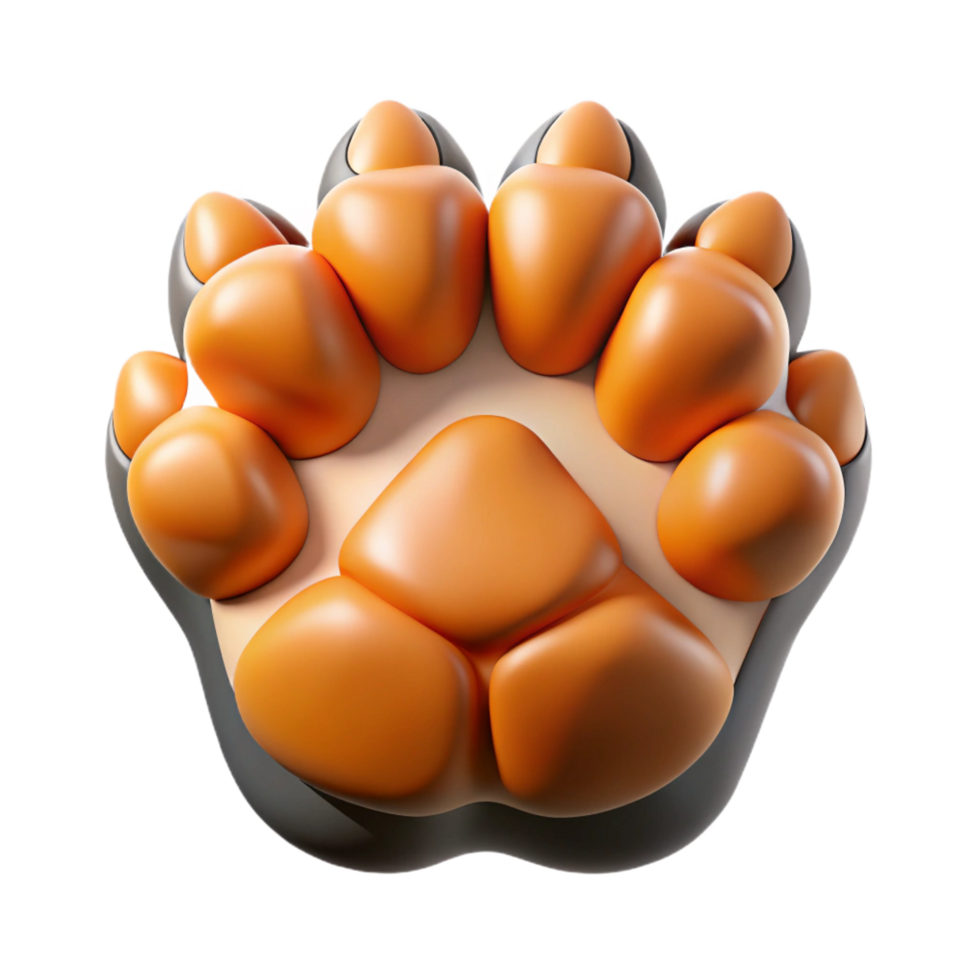 celebratecreative Tiger paw, sharp claws, detailepads, matte finish, top-down view, photorealistic, isolateon transparent background,high-resolution product photography premium png