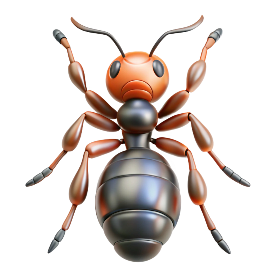 bolelegant Ant with segmentebody, powerful mandibles, glossy exoskeleton, studio lighting, top-down view, isolateon transparent background,high-resolution product photography exclusive png