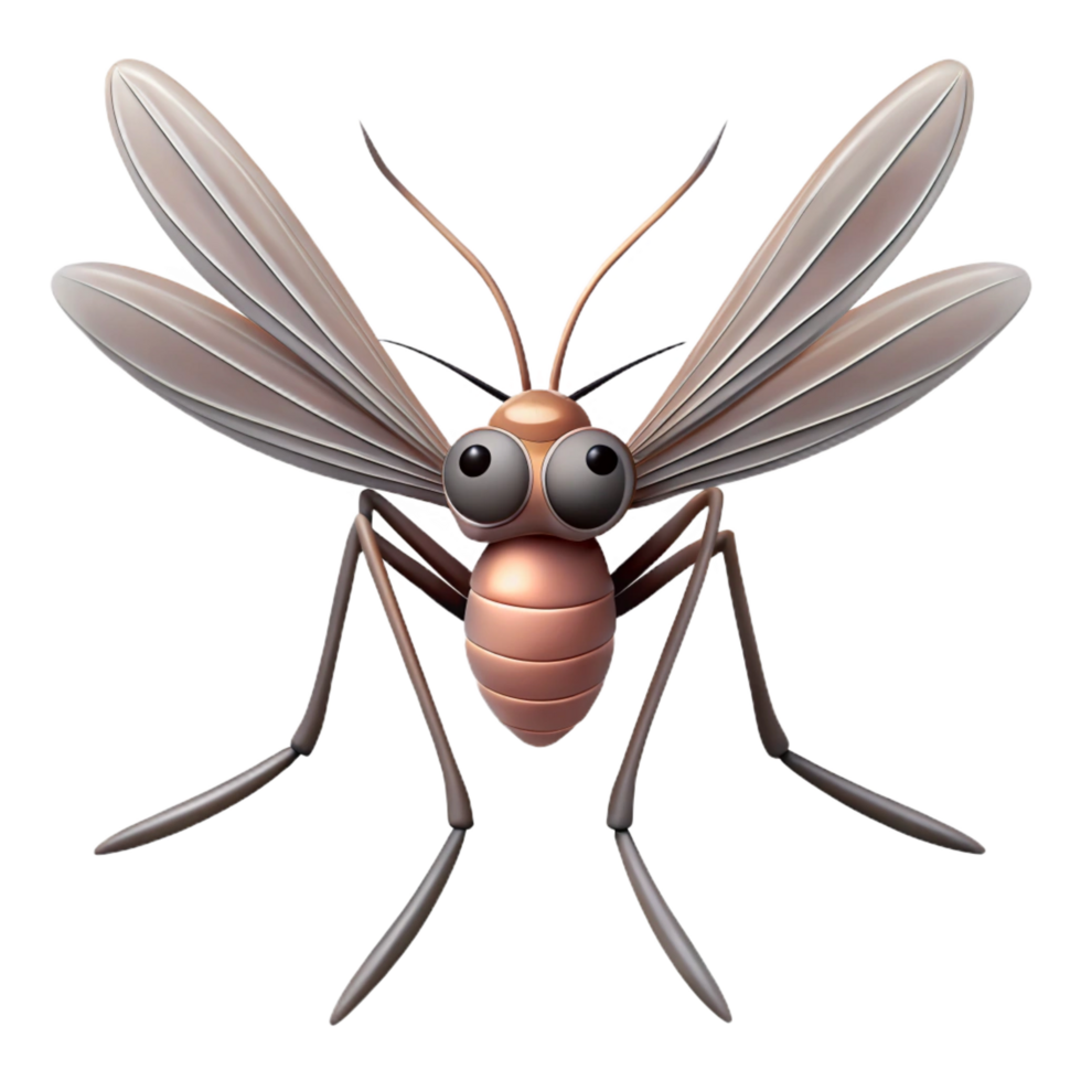 exquisite reflective renaissance Mosquito with long proboscis, delicate wings, thin legs, soft lighting, front view, with transparent background,high-resolution product photography ultra HD png