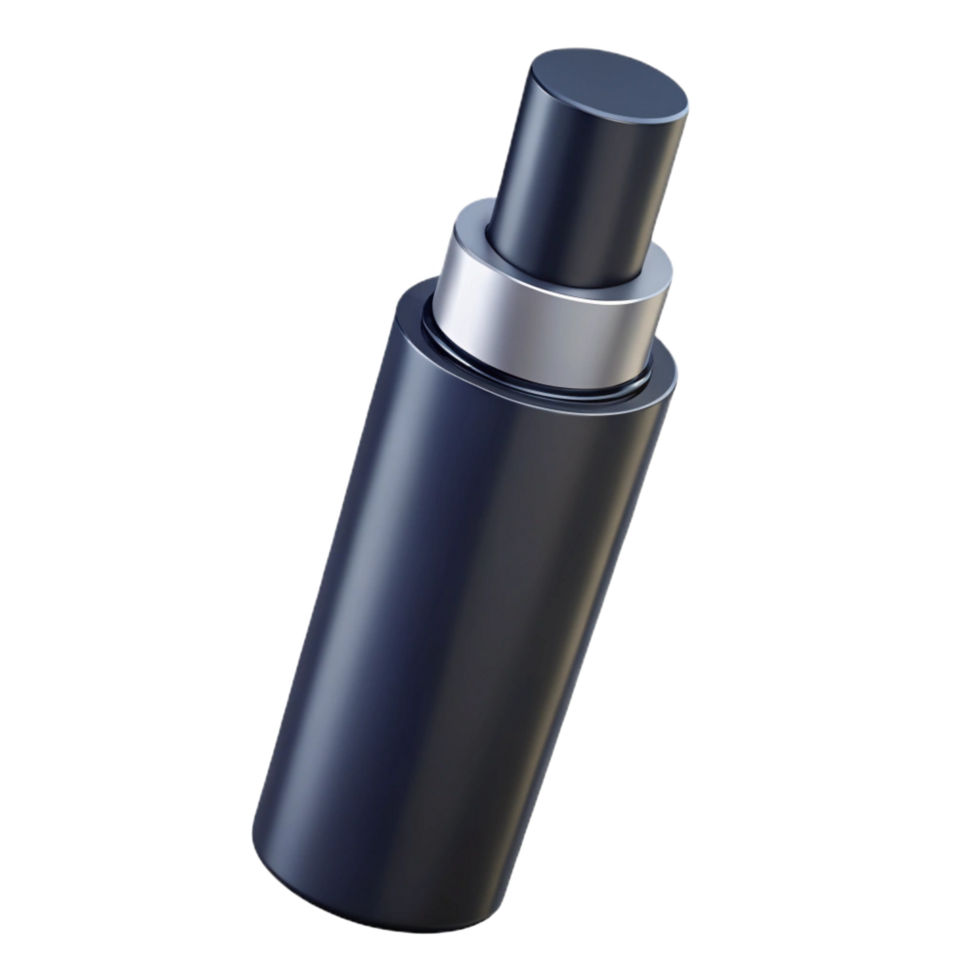 notable geometric A single, matte black mascara tube with a silver cap, subtle branding visible, soft lighting, front view, isolateon transparent background,high-resolution product photography 4K png