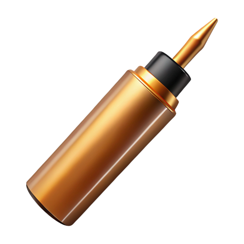 bolstunning A tube of metallic goleyeliner, slightly angled, with a visible felt tip applicator, studio lighting, isolateon transparent background,high-resolution product photography expertly shot png