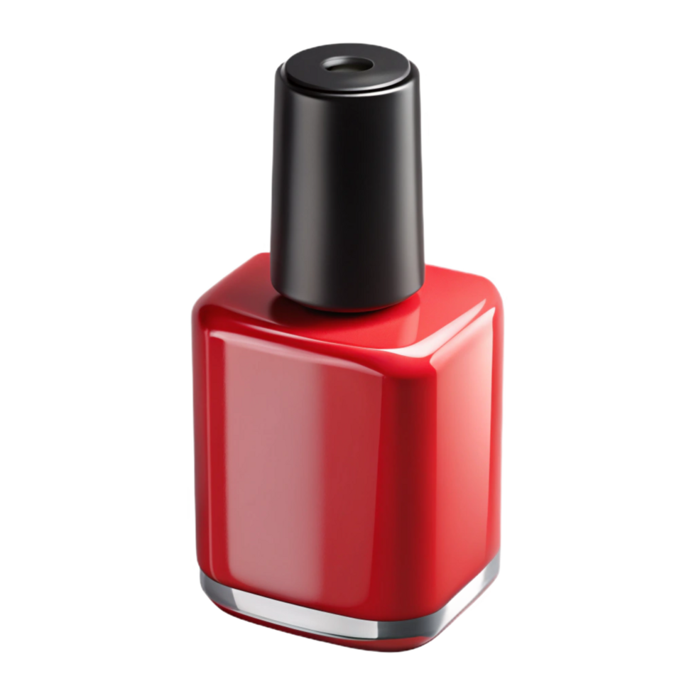 alluring harmonious futuristic A single, vibrant renail polish bottle with a glossy black cap, studio lighting, front view, isolateon transparent background,high-resolution product photography genuine png