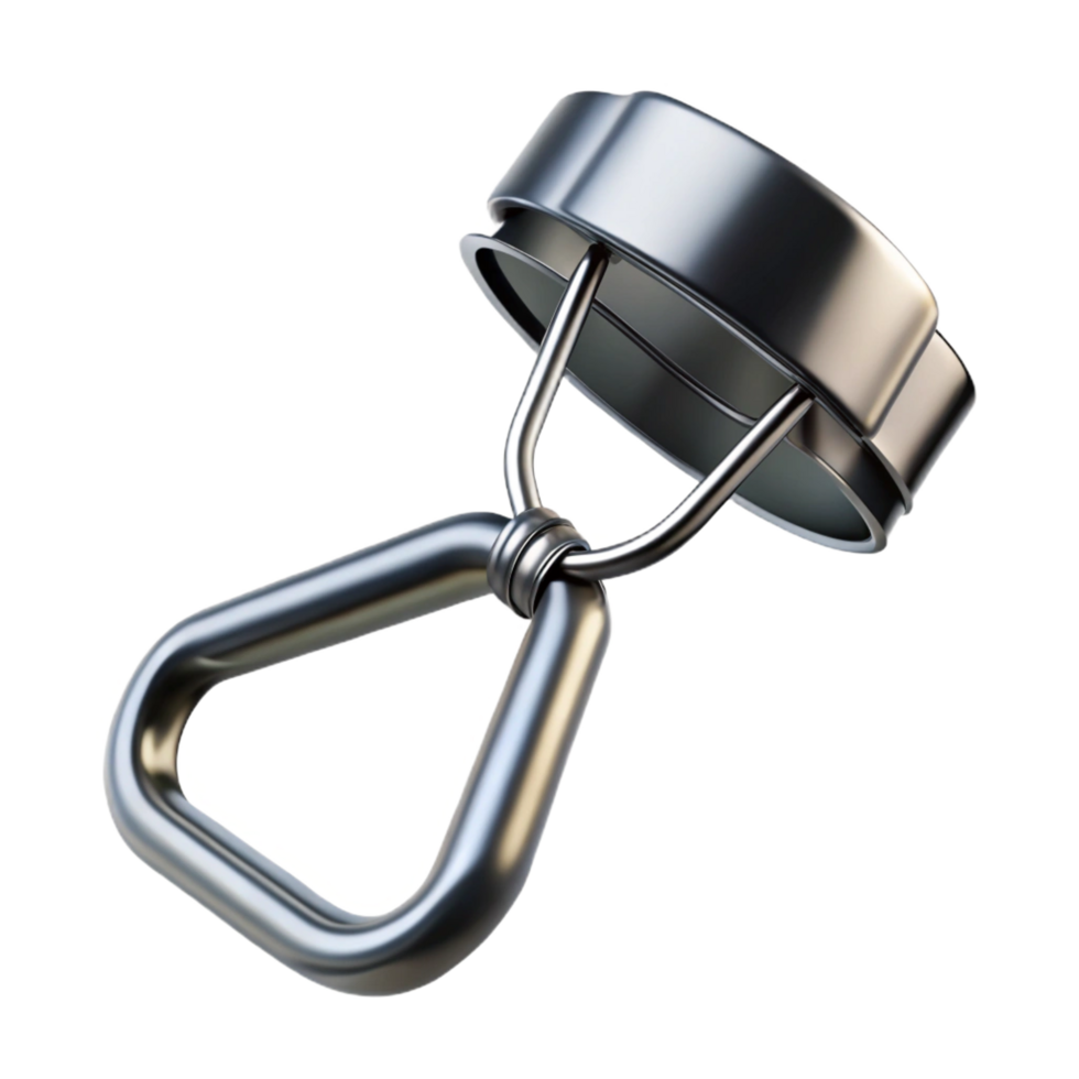 whimsical beautiful A silver eyelash curler with black rubber pads, soft lighting, front view, isolateon transparent background,high-resolution product photography expertly shot png