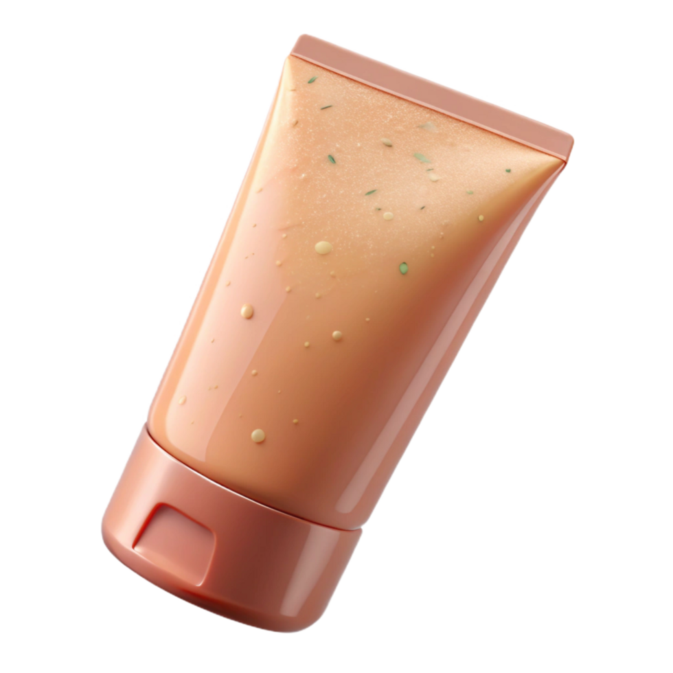 dramatic dreamy bohemian A tube of exfoliating face scrub, with visible granules, soft lighting, isolateon transparent background,high-resolution product photography professional png