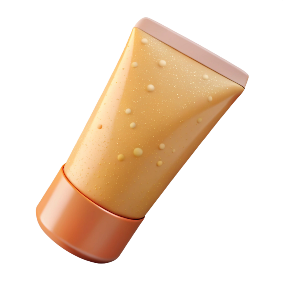 hypnotic retro A tube of exfoliating face scrub, with visible granules, soft lighting, isolateon transparent background,high-resolution product photography detailed png