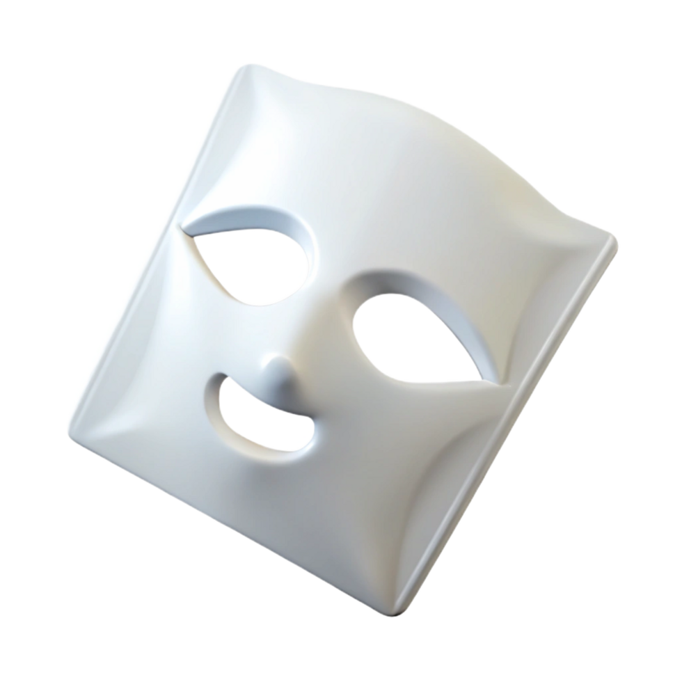 gorgeous whimsical gothic A single sheet mask, foldeneatly, white with subtle perforations, soft lighting, front view, isolateon transparent background,high-resolution product photography premium png