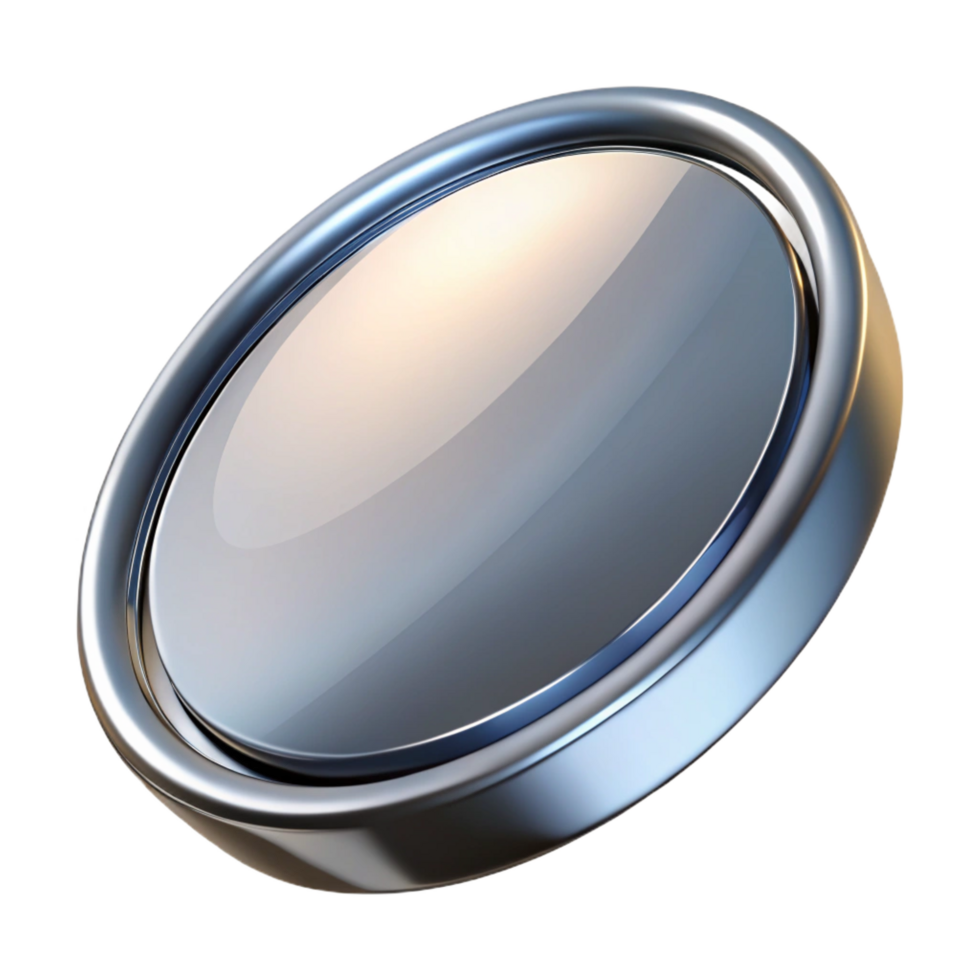 passionate stunning A rouncompact mirror with a silver frame, reflecting a soft light, slightly angleview, isolateon transparent background,high-resolution product photography fine detail png