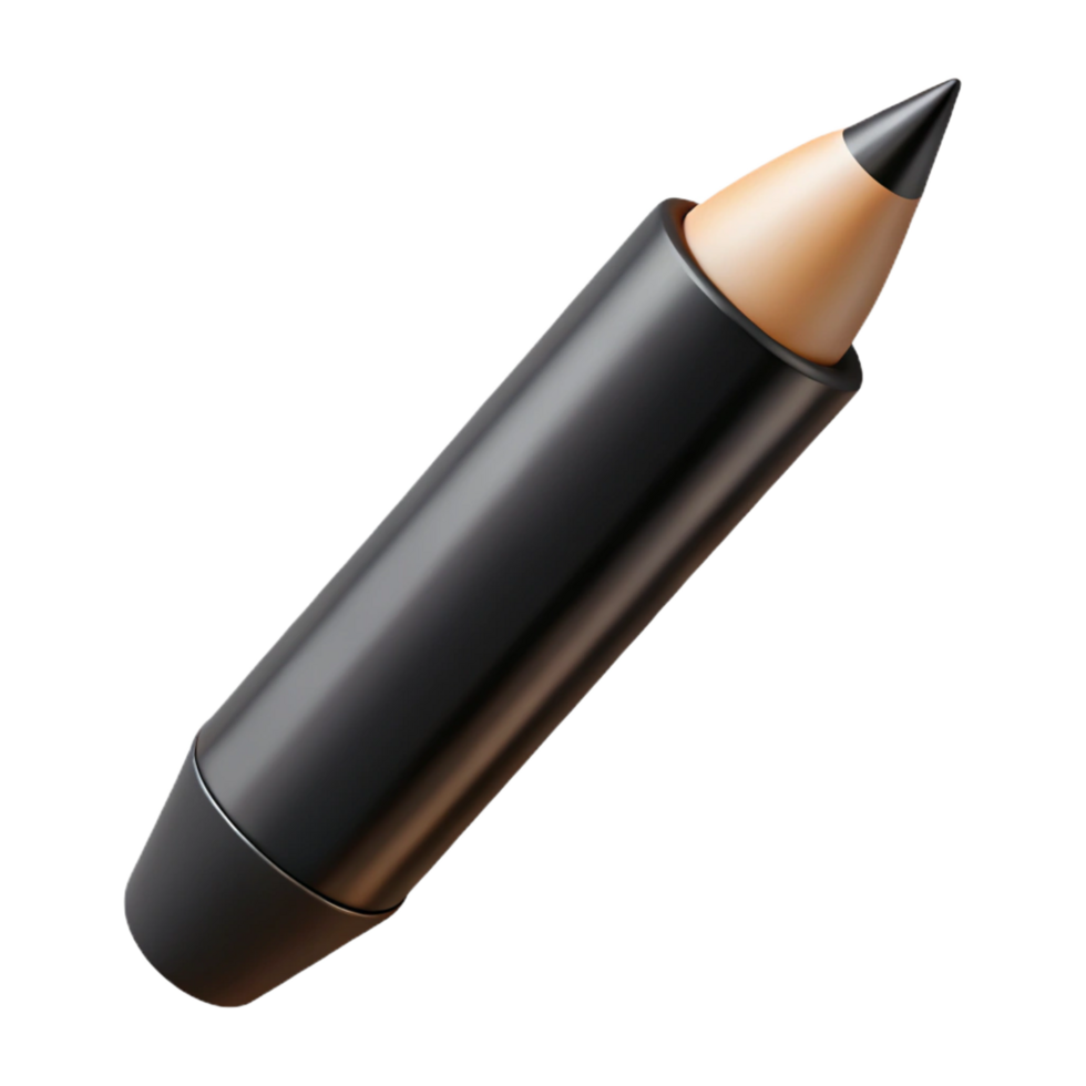 enchanting art deco A black eyeliner pencil with a sharp tip, soft lighting, front view, isolateon transparent background,high-resolution product photography professional png