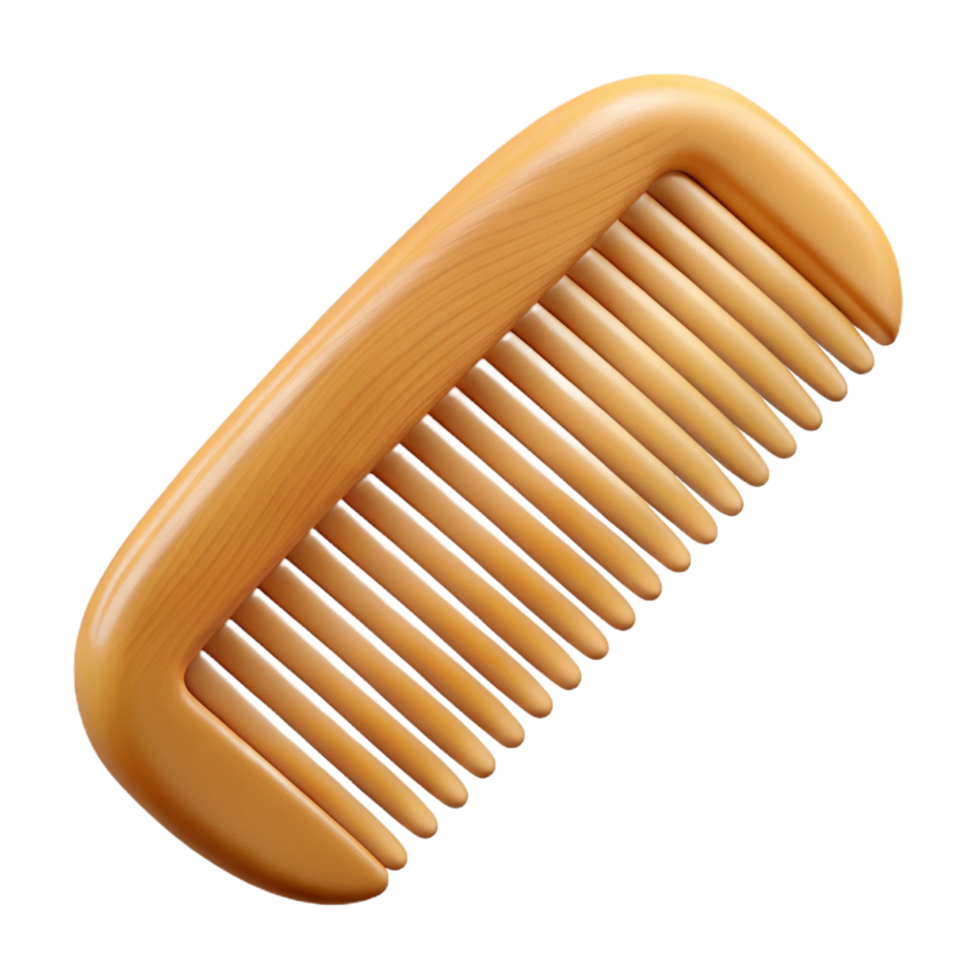 mysterious picturesque A bamboo hair comb with fine teeth, soft lighting, top view, isolateon transparent background,high-resolution product photography gallery standard png