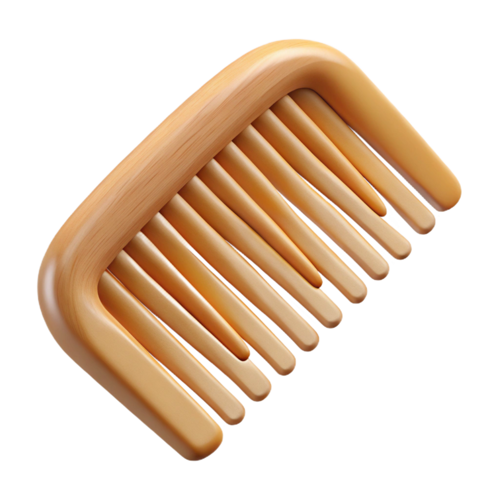 sought-after nordic A bamboo hair comb with fine teeth, soft lighting, top view, isolateon transparent background,high-resolution product photography studio quality png