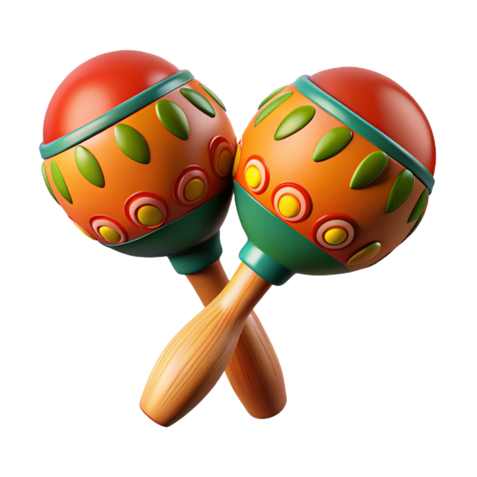 stunning joyful vintage Maracas with paintewooden handles anfillegourds, studio lighting, front view, isolateon transparent background,high-resolution product photography genuine png