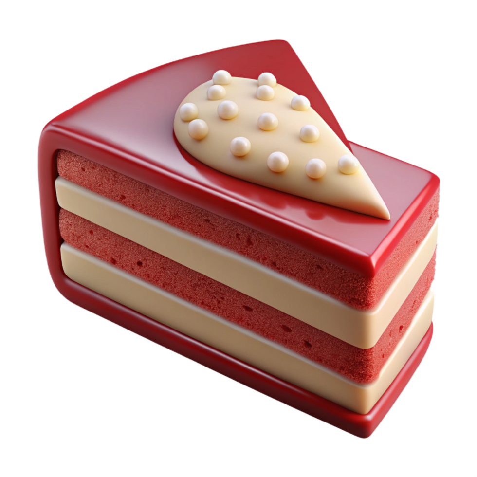 magnificent dramatic surreal Slice of revelvet cake with cream cheese frosting, crumbs, dramatic lighting, isolateon transparent background,high-resolution product photography refined png