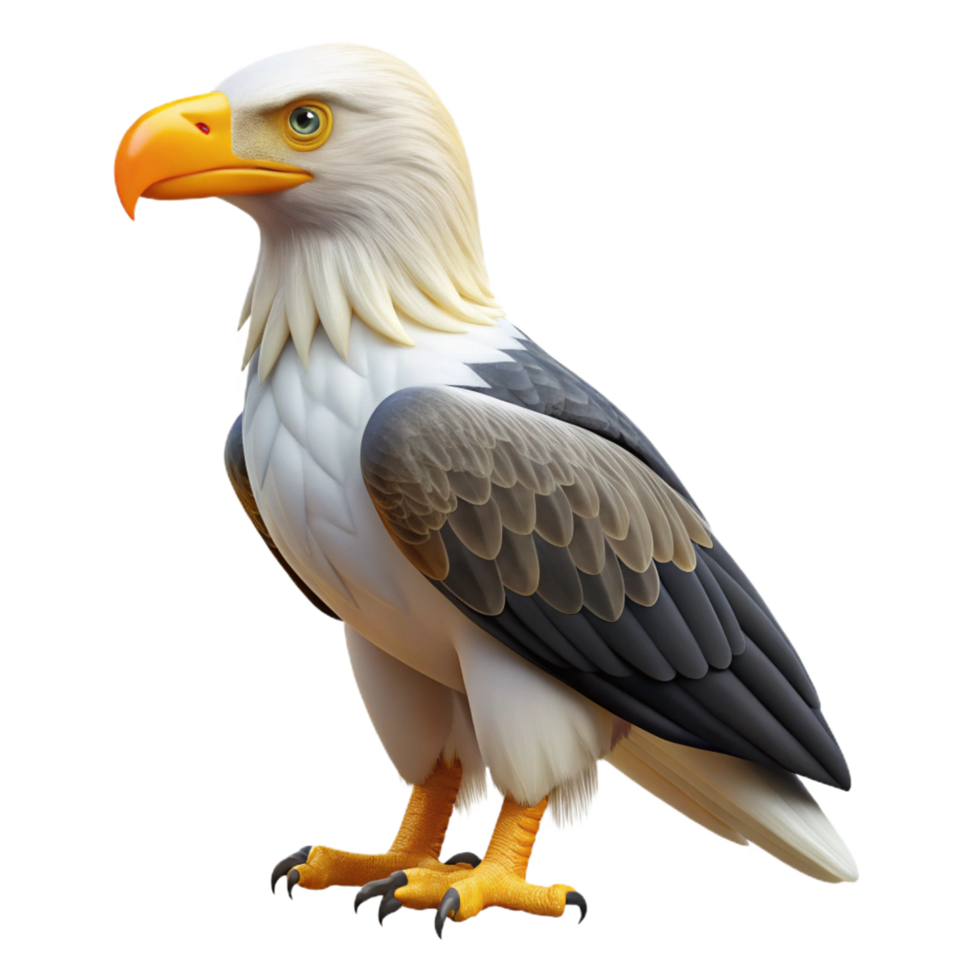 serene bolurban Steller's sea eagle, large yellow beak, white shoulders, texturefeathers, dramatic lighting, side view, isolateon transparent background,high-resolution product photography ultra HD png