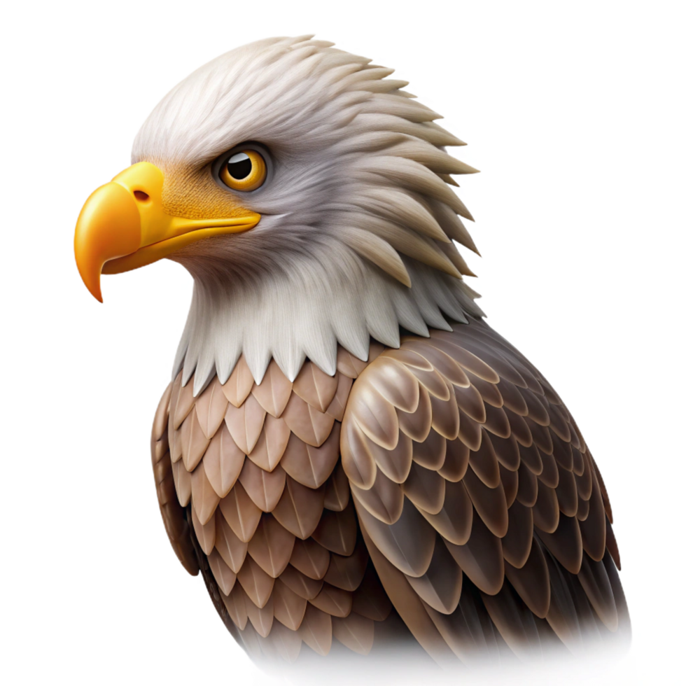 mysterious immaculate Juvenile baleagle, fluffy down feathers, soft brown tones, gentle lighting, side view, isolateon transparent background,high-resolution product photography sharp png