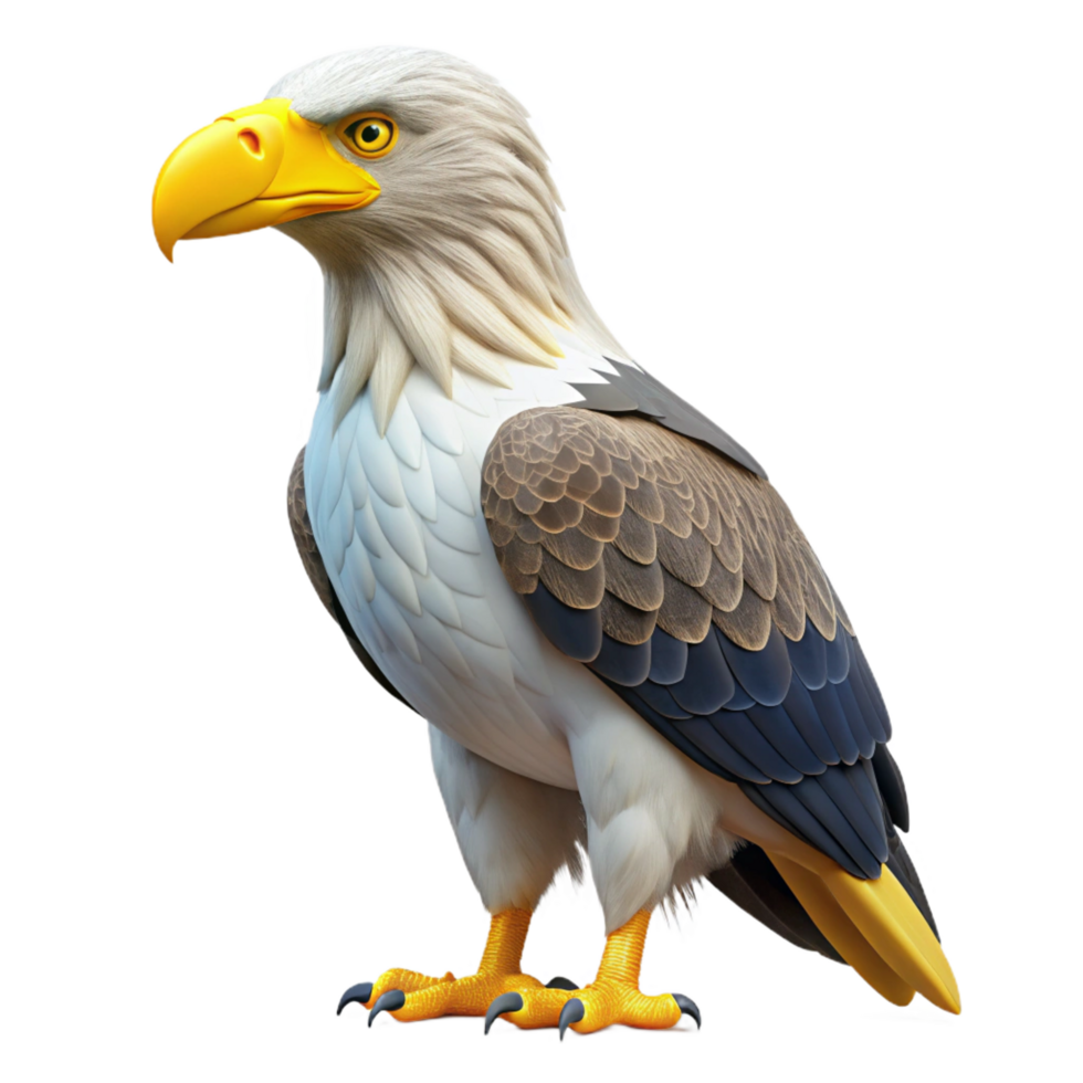 radiant abstract Steller's sea eagle, large yellow beak, white shoulders, texturefeathers, dramatic lighting, side view, isolateon transparent background,high-resolution product photography ultra HD png