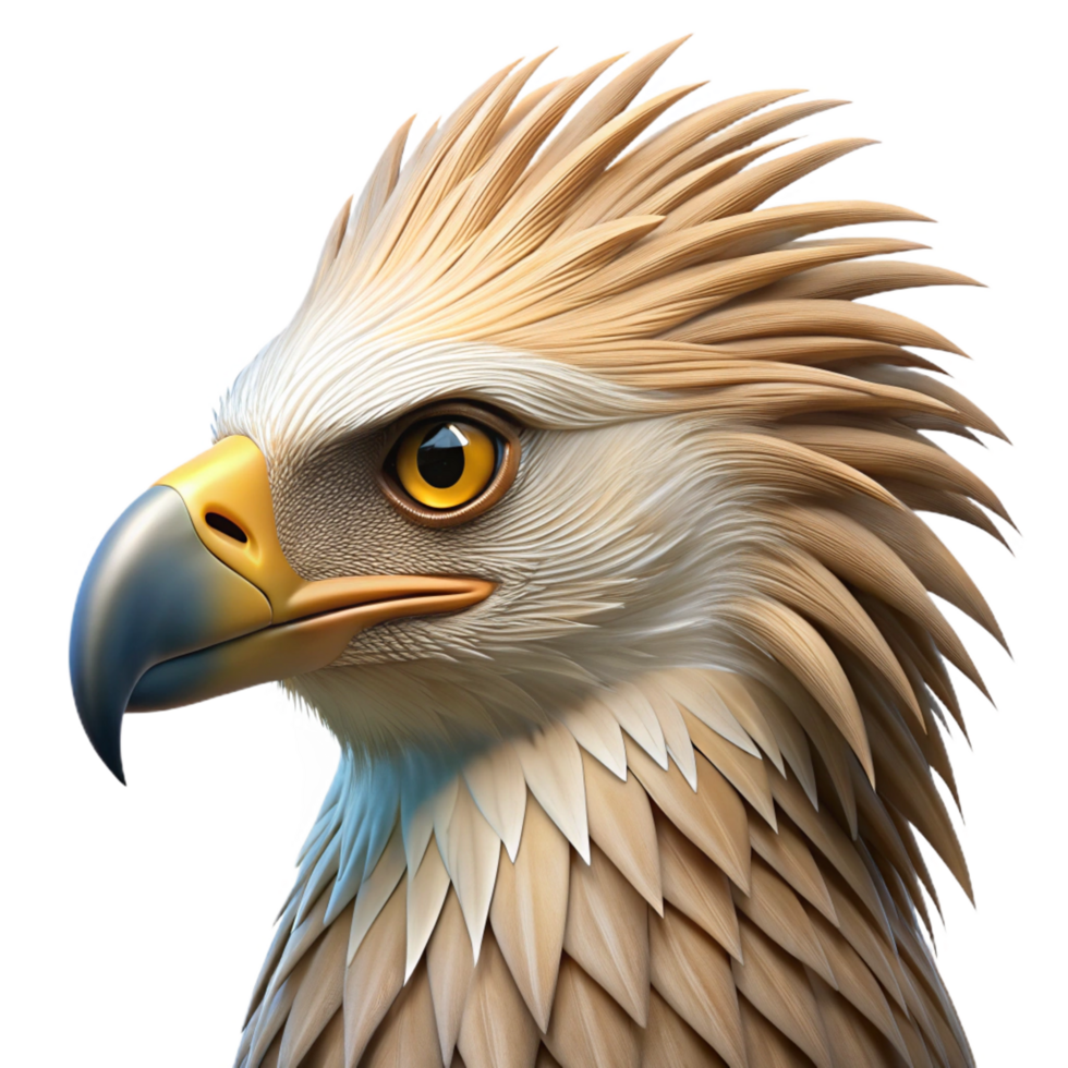impressive distinguishePhilippine eagle, prominent crest feathers, piercing eyes, detaileplumage, soft lighting, isolateon transparent background,high-resolution product photography png