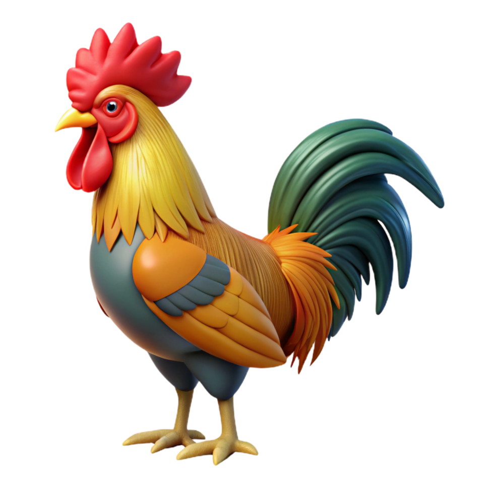 extraordinary modern Rooster crowing, vibrant plumage, detailecomb anwattle, dramatic lighting, side view, isolateon transparent background,high-resolution product photography fine detail png