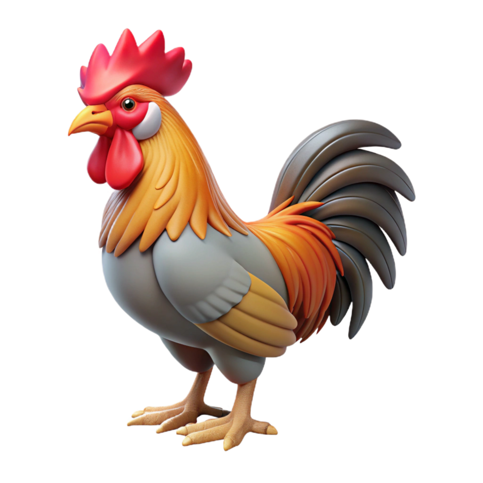 stunning tranquil renaissance Bantam rooster, miniature size, detailefeather patterns, soft lighting, side view, isolateon transparent background,high-resolution product photography premium png