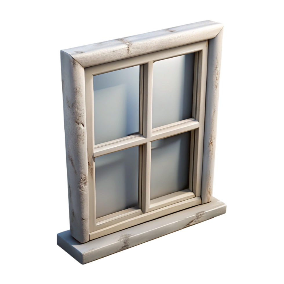 magnificent organic Rectangular window frame, white paintewood, ageancrackepaint, soft lighting, isolateon transparent background,high-resolution product photography original png