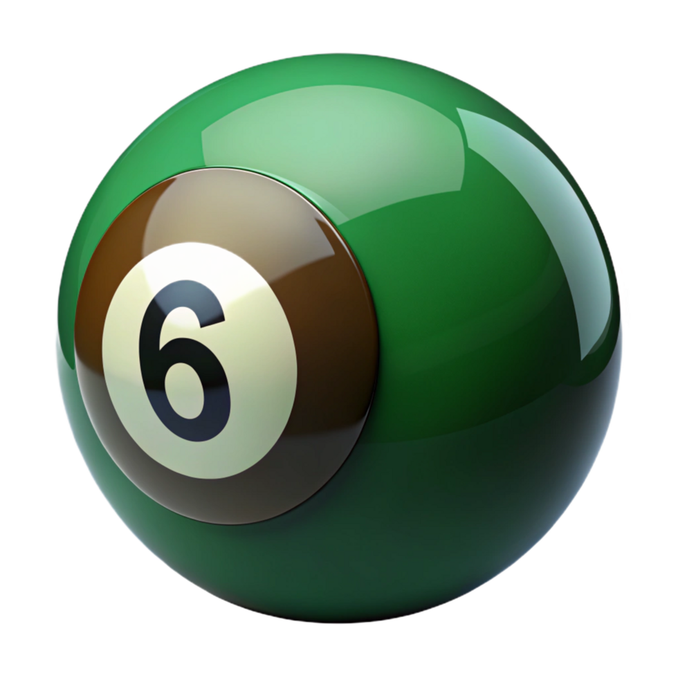 standout organic Green pool table billiarball, numbere, glossy finish, studio lighting, front view, studio photography, isolateon transparent background,high-resolution product photography crisp png