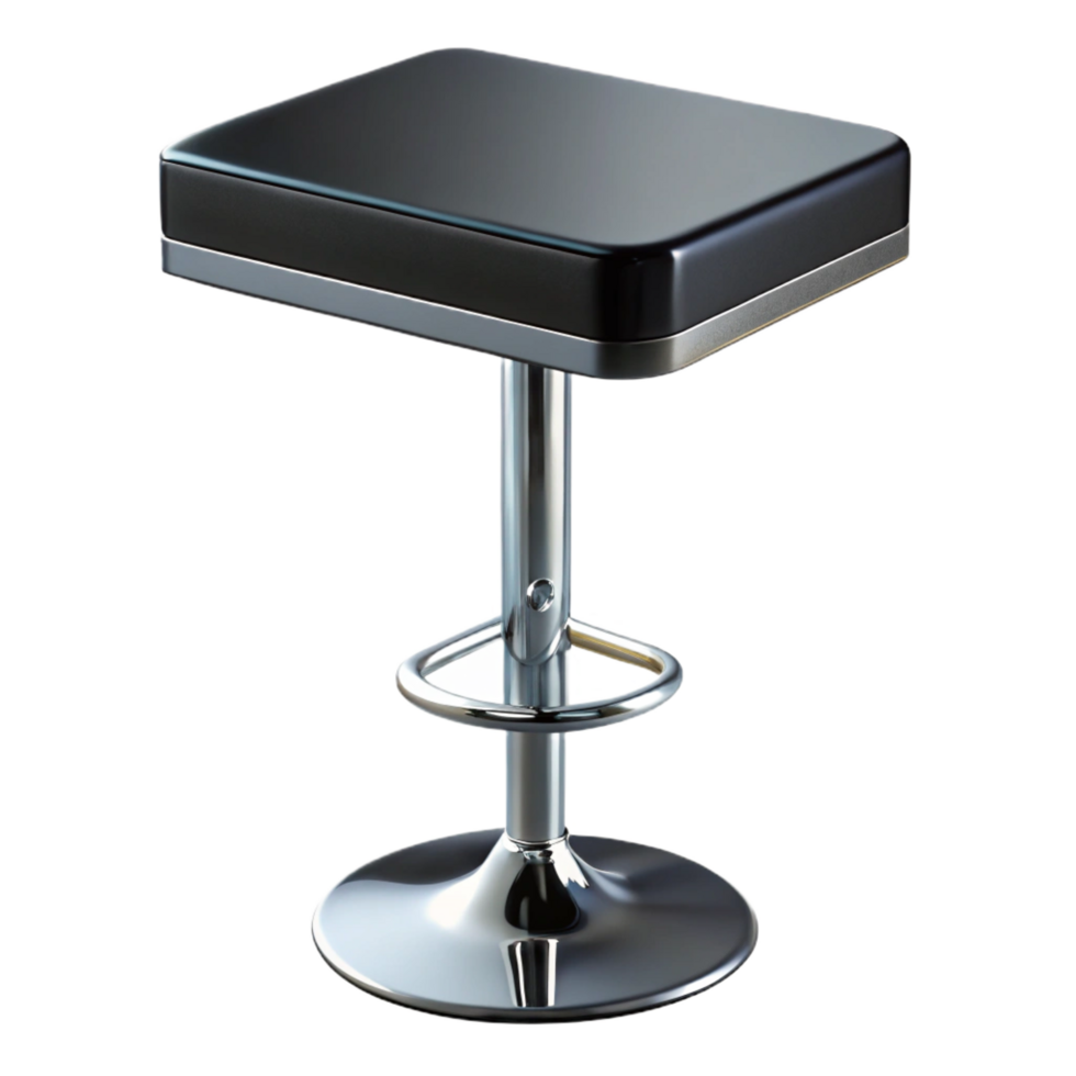 splendiremarkable Bar table with high gloss black top, chrome base, modern style, dramatic lighting, style studio photography, isolateon transparent background,high-resolution product photography png