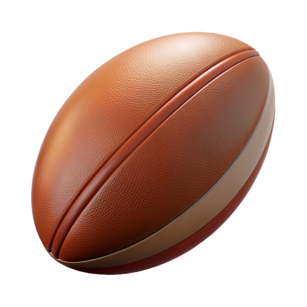 quintessential artistic Rugby ball, brown leather, oval shape, studio lighting, studio photography, isolateon transparent background,high-resolution product photography detailed png