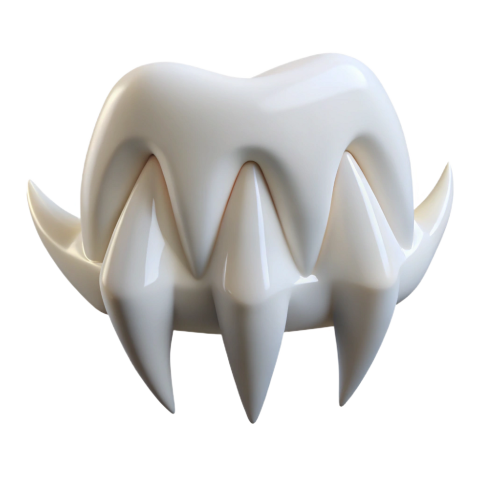 magnificent victorian Single plastic vampire fangs, sharp anpointed, white color, front view, spooky, isolateon transparent background,high-resolution product photography detailed png