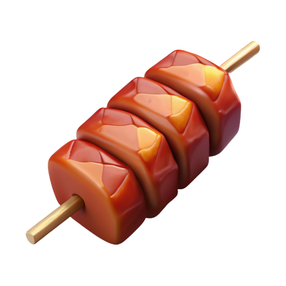 vibrant exceptional Lamb kebab, perfectly grilled, tender meat cubes, visible grill marks, glistening with fat, studio lighting, isolateon transparent background,high-resolution product photography png