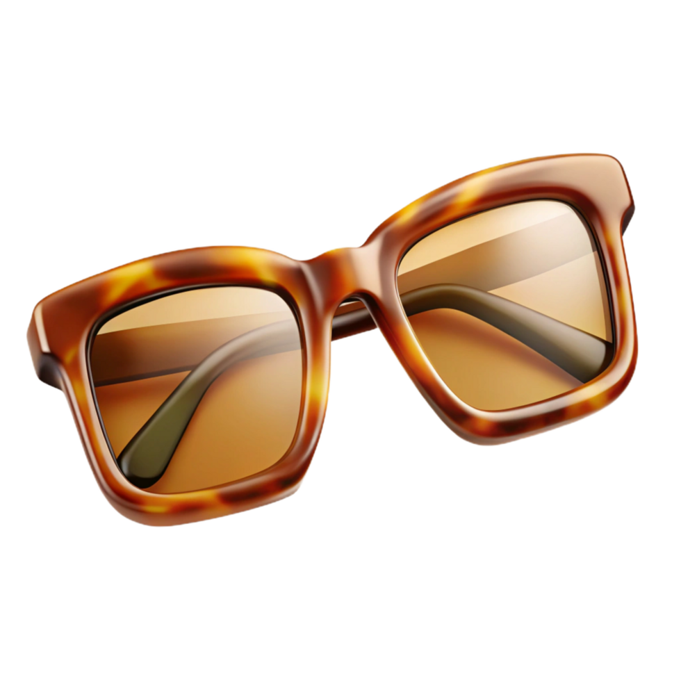 dramatic unparalleleA pair of rectangular tortoise shell eyeglasses, studio lighting, front view, glossy finish, photorealistic, isolateon transparent background,high-resolution product photography png