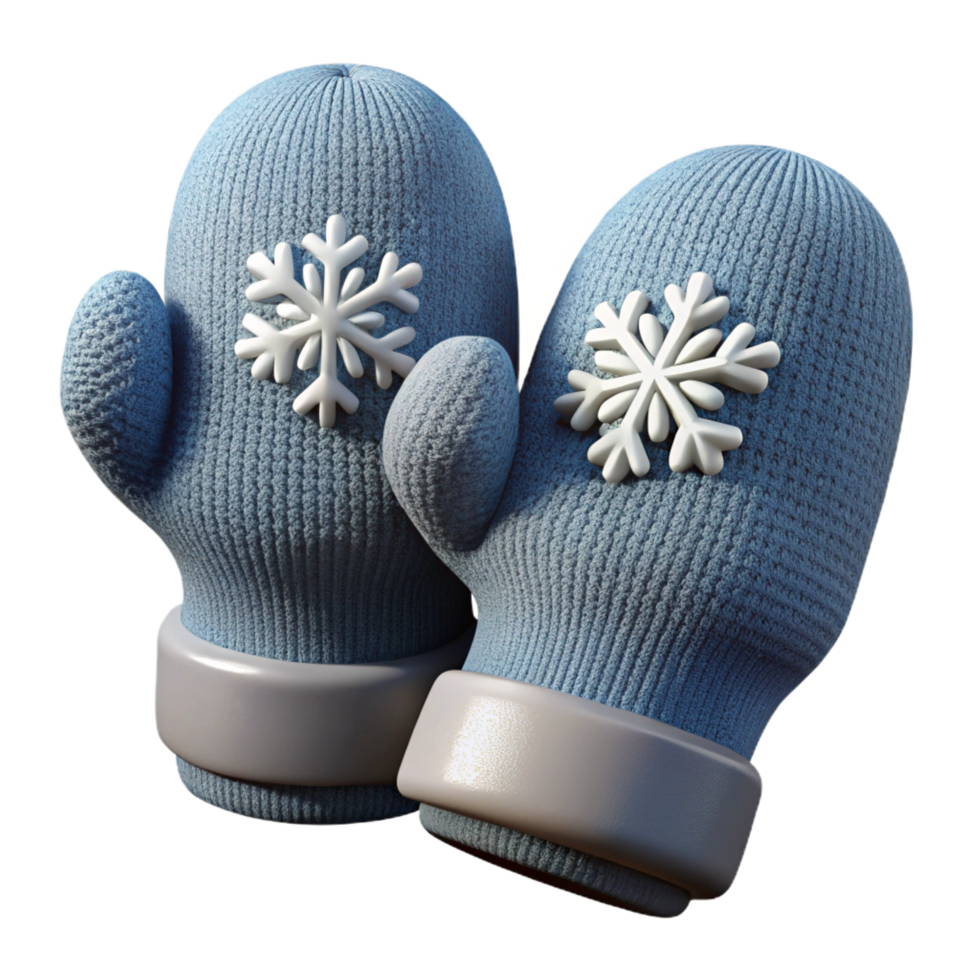 radiant celebrateA pair of knittewoolen mittens with a snowflake pattern, soft lighting, front view, texturefabric, photorealistic, isolateon transparent background,high-resolution product photography png