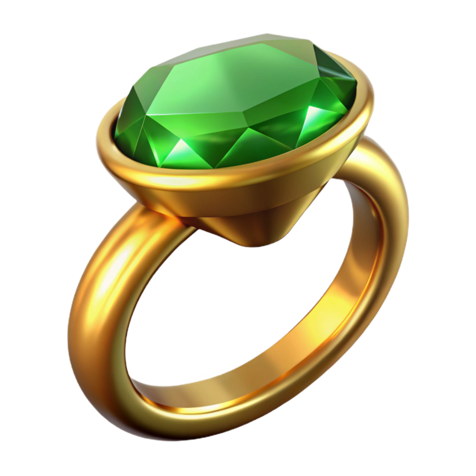 dazzling ethereal classic A golring with a large emeralgemstone, studio lighting, sparkling facets, photorealistic, with transparent background,high-resolution product photography exclusive png