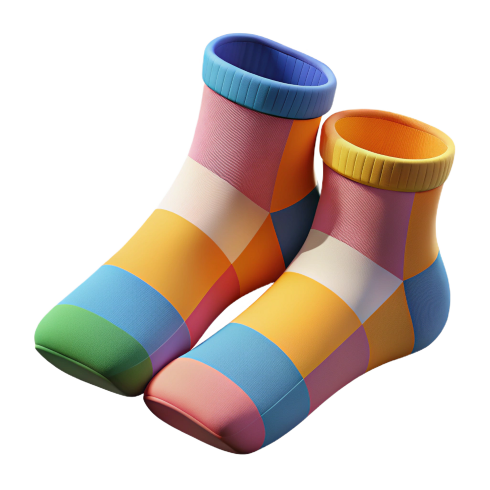 spectacular renaissance A pair of colorful patternesocks, soft lighting, slightly folded, cotton fabric, photorealistic, isolateon transparent background,high-resolution product photography 4K png