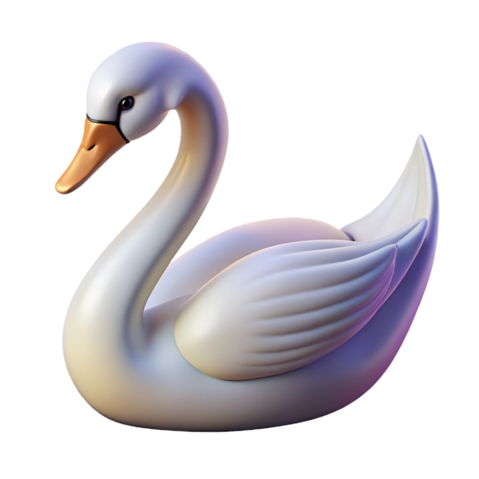 impressive reflective bohemian Swan, handrawn, delicate lines, graceful curves, soft lighting effect, side view, isolateon transparent background,high-resolution product photography elite png