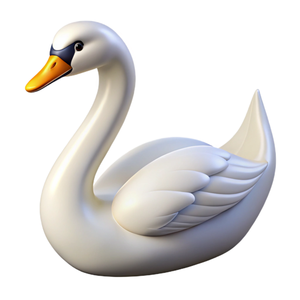 wonderful traditional Swan, handrawn, delicate lines, graceful curves, soft lighting effect, side view, isolateon transparent background,high-resolution product photography sharp png