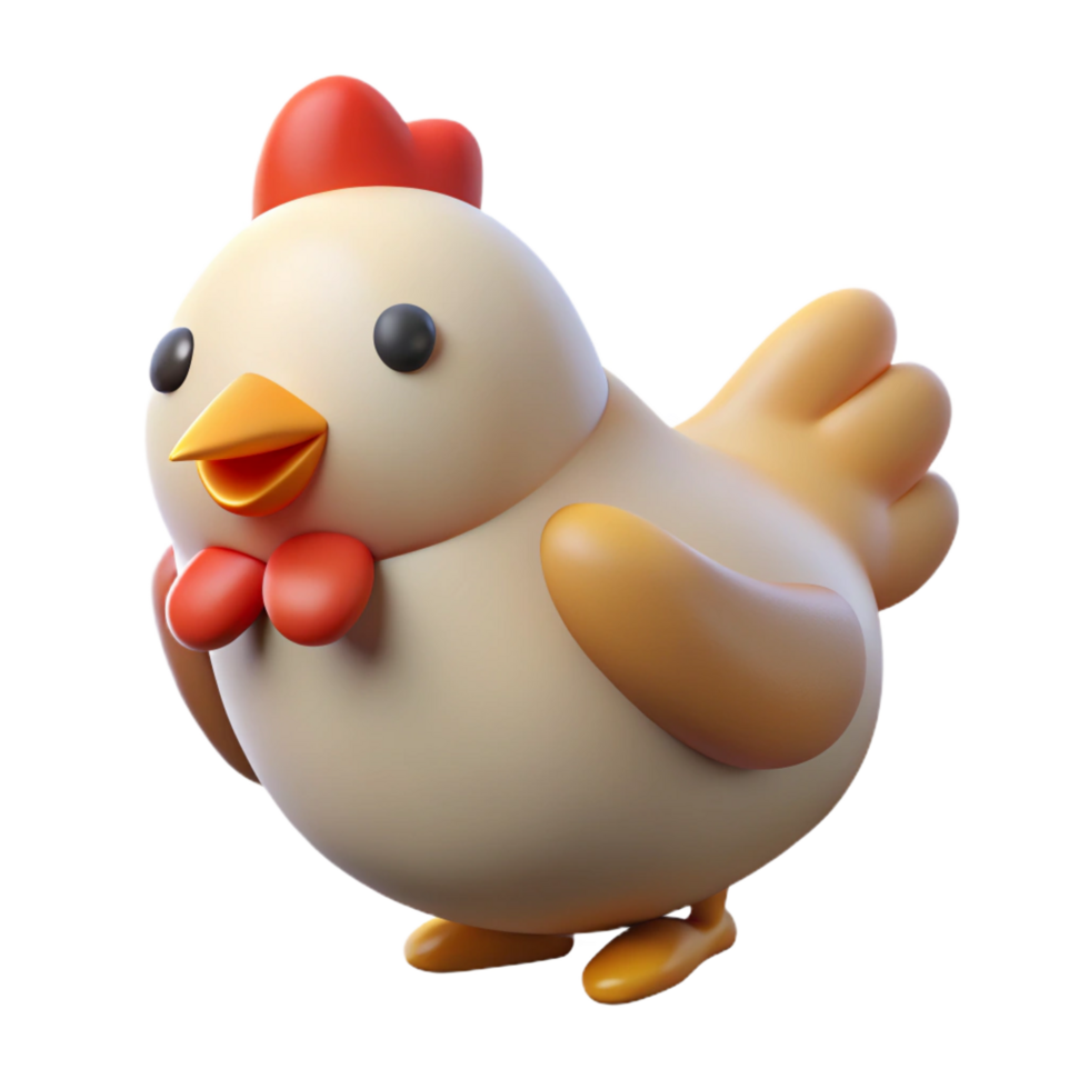 dramatic romantic art deco Chicken, handrawn, cartoon style, simple shapes, soft lighting effect, top-down view, isolateon transparent background,high-resolution product photography 4K png