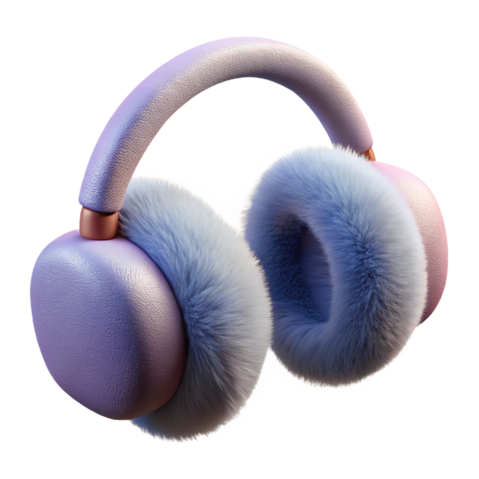 breathtaking impressionist A pair of fuzzy earmuffs, soft lighting, front view, plush texture, photorealistic, with transparent background,high-resolution product photography flawless png