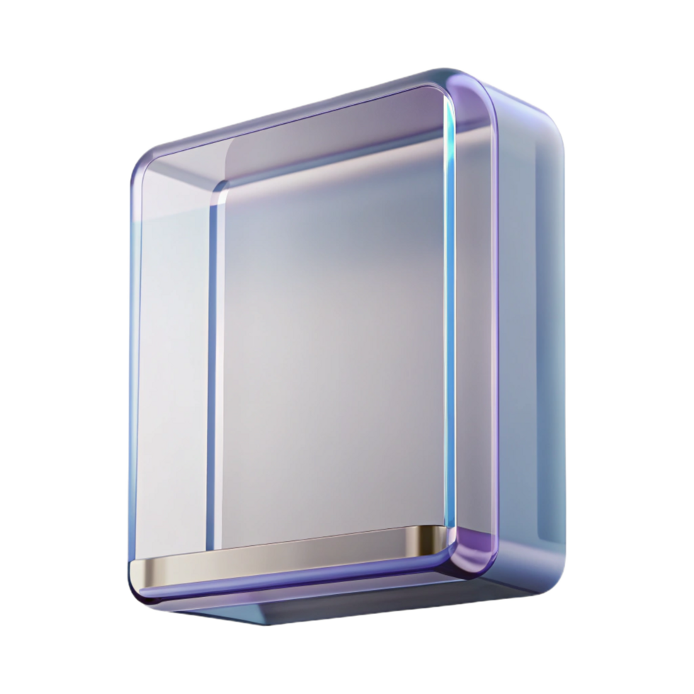 unforgettable elegant Modern floating acrylic frame, clear acrylic, minimal hardware, studio lighting, front view, render, isolateon transparent background,high-resolution product photography sharp png