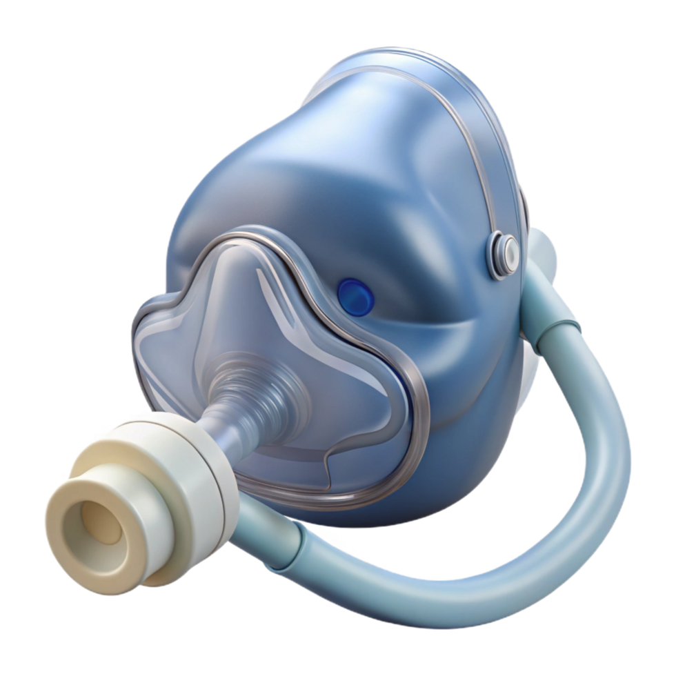dreamy elegant Nebulizer mask, clear plastic, connecteto tubing tubing not visible, studio lighting, front view, isolateon transparent background,high-resolution product photography genuine png
