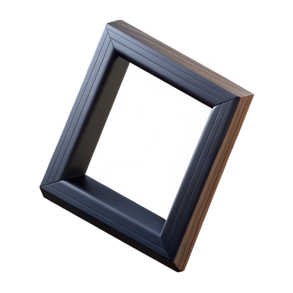 enchanting creative Simple black wooden frame, matte finish, slight woograin texture, soft lighting, isolateon transparent background,high-resolution product photography fine detail png