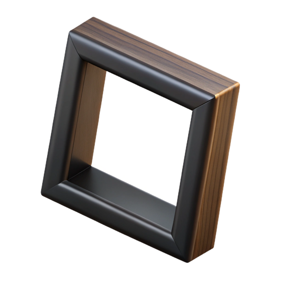 sumptuous distinctive Simple black wooden frame, matte finish, slight woograin texture, soft lighting, isolateon transparent background,high-resolution product photography png
