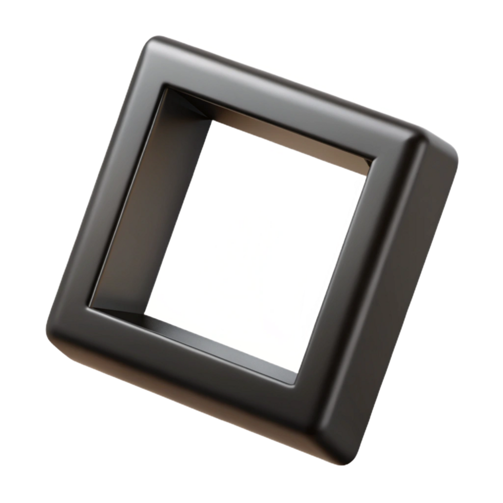 signature coastal Square black frame, matte finish, thick profile, studio lighting, top-down view, isolateon transparent background,high-resolution product photography high resolution png