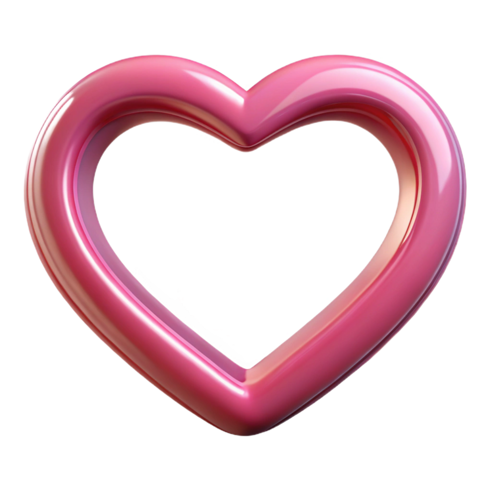 impressive coastal Heart-shapepink frame, glossy finish, reflecting studio lights, front view, isolateon transparent background,high-resolution product photography refined png