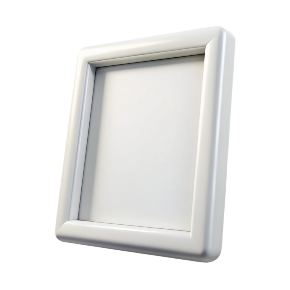 passionate beautiful Simple white frame, smooth matte finish, thin profile, studio lighting, front view, isolateon transparent background,high-resolution product photography detailed png