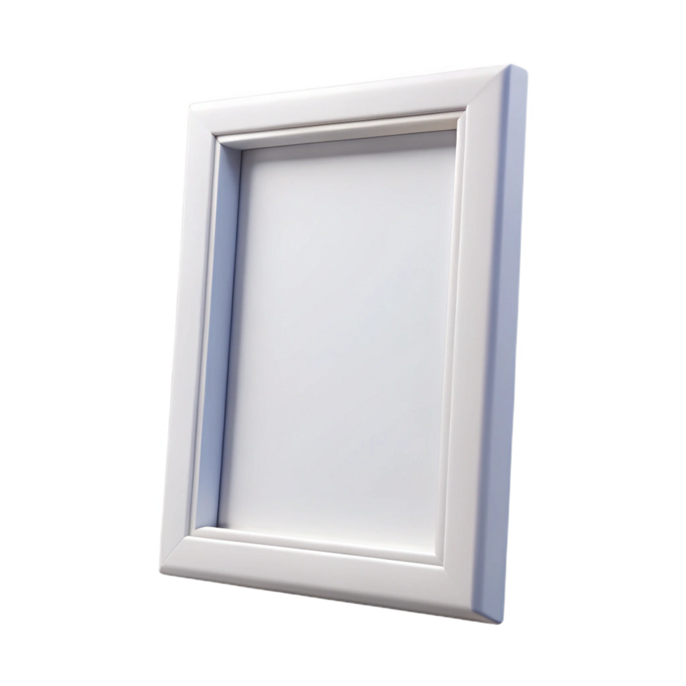beautiful distinctive Simple white frame, smooth matte finish, thin profile, studio lighting, front view, isolateon transparent background,high-resolution product photography png