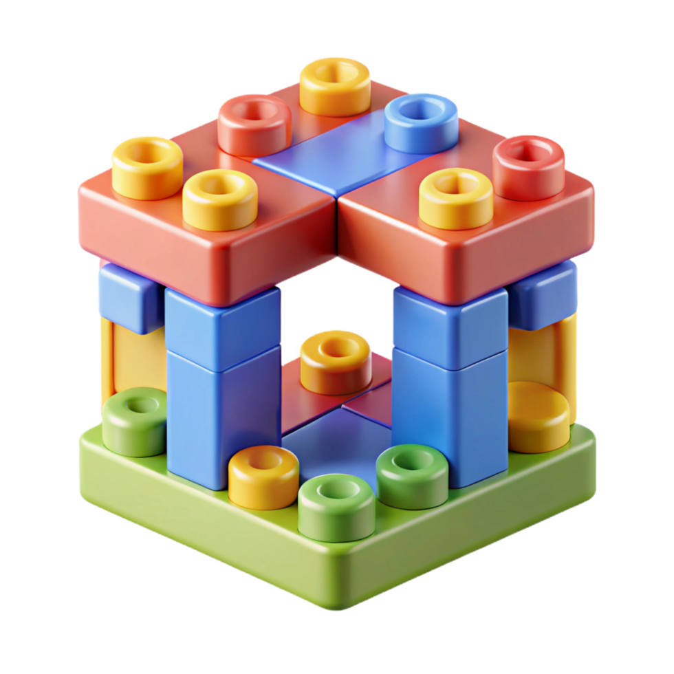 vibrant baroque A colorful plastic building block frame, interlocking pieces, studio lighting, front view, isolateon transparent background,high-resolution product photography ultra HD png