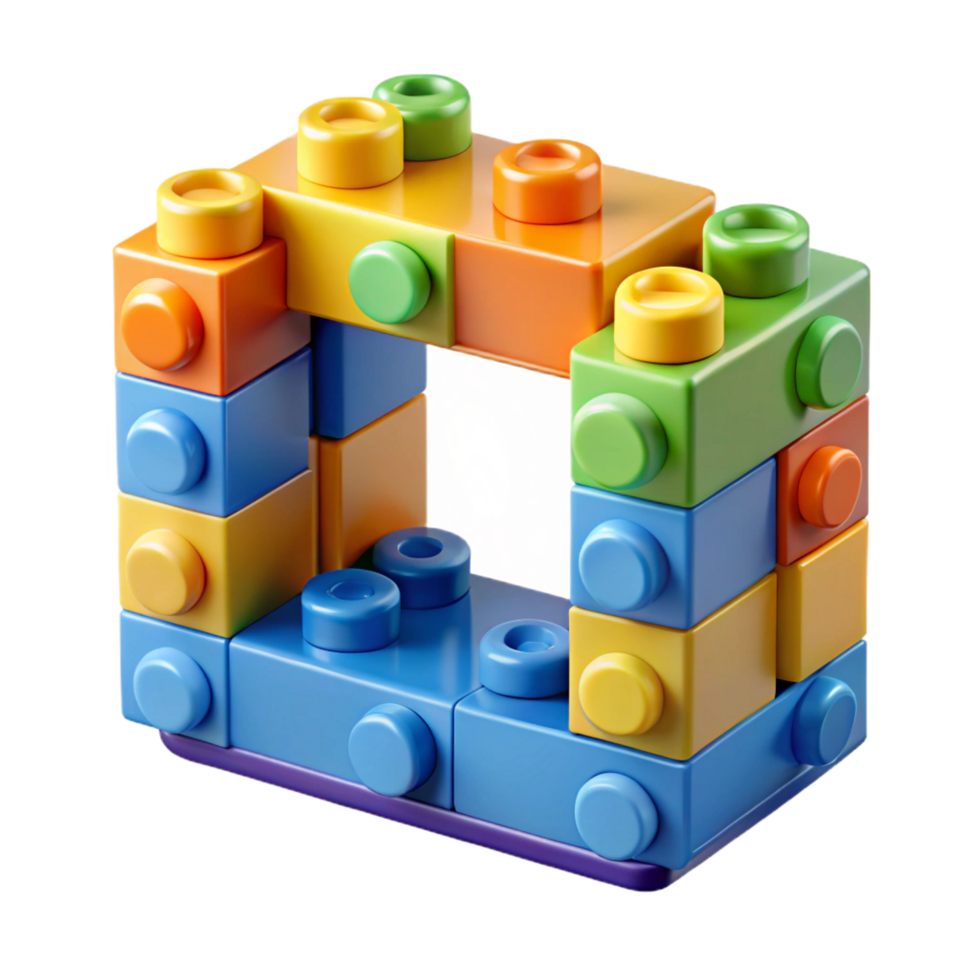 splendielegant A colorful plastic building block frame, interlocking pieces, studio lighting, front view, isolateon transparent background,high-resolution product photography precision png