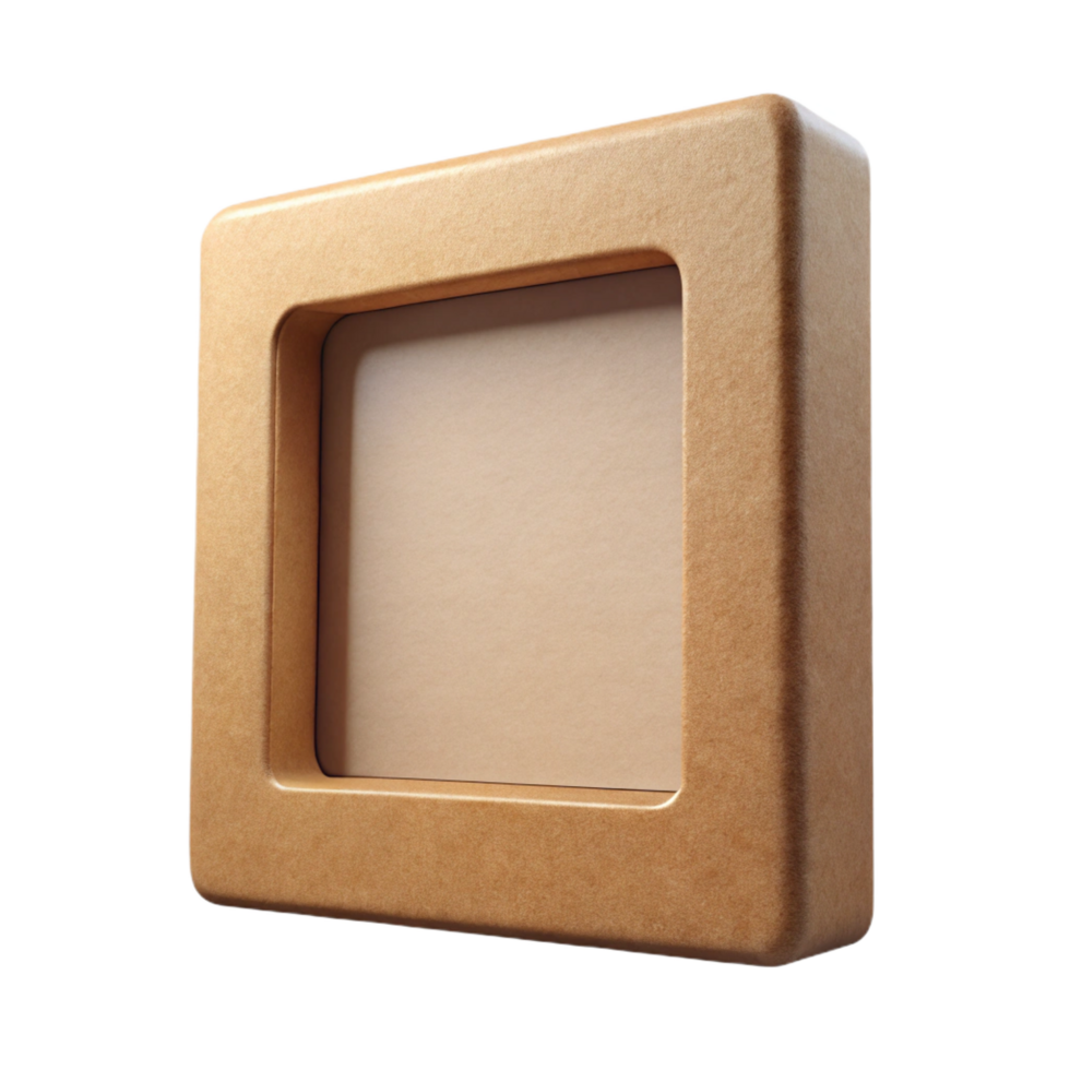 majestic traditional A simple cardboarframe, brown kraft finish, rough texture, studio lighting, front view, isolateon transparent background,high-resolution product photography professional png